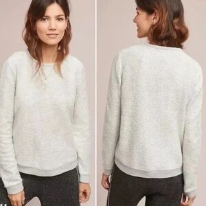 Anthropolgie DOLAN sweater colorblock top tinsel glitter silver gray xxs oversiz